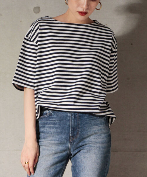 NOLLEY'S goodman(ノーリーズグッドマン)の「バスクボーダー ビッグTシャツ (※ユニセックスで着用可)(Tシャツ/カットソー・メンズ・ブルー系その他/ホワイト系その他/ホワイト系その他2/ホワイト系その他3・SMALL/MEDIUM/LARGE)」の3枚目の写真