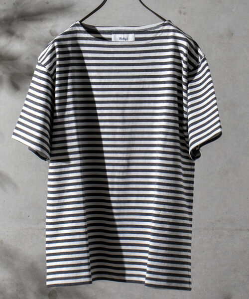 NOLLEY'S goodman(ノーリーズグッドマン)の「バスクボーダー ビッグTシャツ (※ユニセックスで着用可)(Tシャツ/カットソー・メンズ・ブルー系その他/ホワイト系その他/ホワイト系その他2/ホワイト系その他3・SMALL/MEDIUM/LARGE)」の4枚目の写真