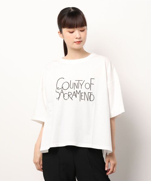 Lugnoncure(ルノンキュール)の「メッセージロゴプリントTシャツ(Tシャツ/カットソー・レディース・オフホワイト/パープル/モカ・フリ-)」の6枚目の写真