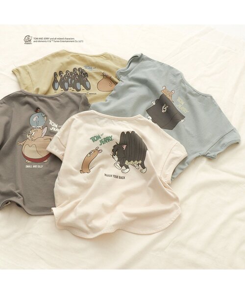 Tom＆Jerry（トムアンドジェリー）の「/トムとジェリー ファニーアートTシャツ（Tシャツ/カットソー・キッズ・オフホワイト/サックスブルー/イエロー/チャコール・90/100/110/120/80/130/140）」の6枚目の写真