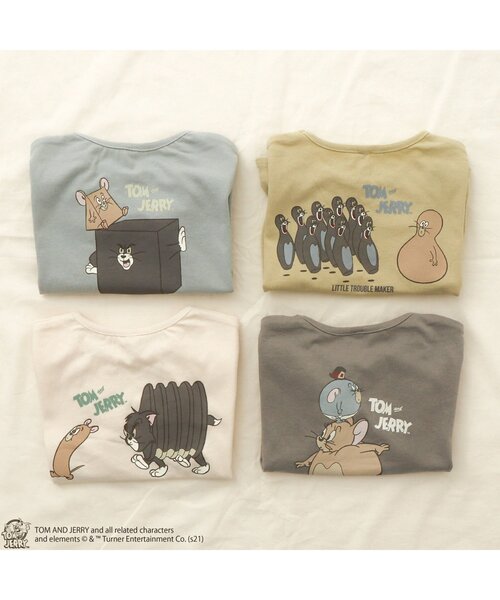 Tom＆Jerry（トムアンドジェリー）の「/トムとジェリー ファニーアートTシャツ（Tシャツ/カットソー・キッズ・オフホワイト/サックスブルー/イエロー/チャコール・90/100/110/120/80/130/140）」の9枚目の写真