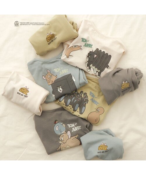 Tom＆Jerry（トムアンドジェリー）の「/トムとジェリー ファニーアートTシャツ（Tシャツ/カットソー・キッズ・オフホワイト/サックスブルー/イエロー/チャコール・90/100/110/120/80/130/140）」の10枚目の写真