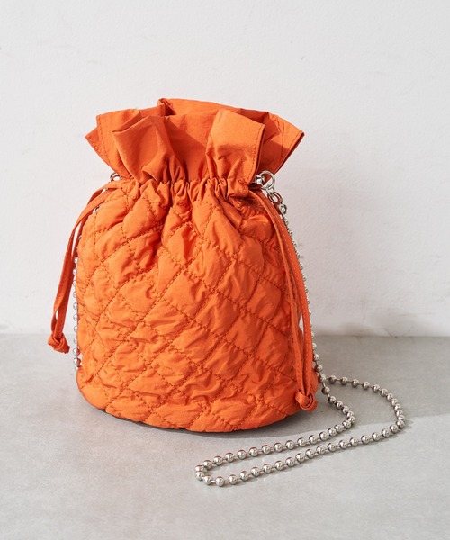 CIAOPANIC TYPY（チャオパニックティピー）の「キルティング巾着ショルダー（ショルダーバッグ・レディース・ブラック/カーキ/オレンジ/ブラウン/アイボリー/グレイッシュベージュ/グリーン・ONE SIZE）」の12枚目の写真