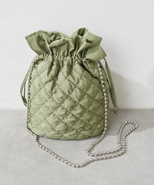 CIAOPANIC TYPY（チャオパニックティピー）の「キルティング巾着ショルダー（ショルダーバッグ・レディース・ブラック/カーキ/オレンジ/ブラウン/アイボリー/グレイッシュベージュ/グリーン・ONE SIZE）」の14枚目の写真