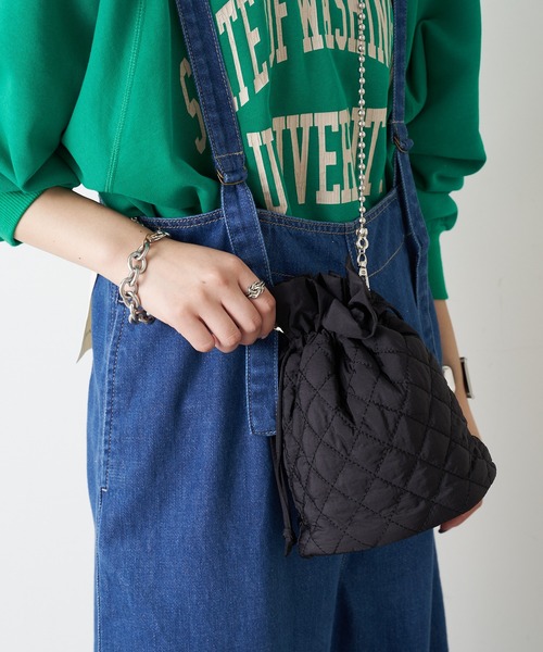 CIAOPANIC TYPY（チャオパニックティピー）の「キルティング巾着ショルダー（ショルダーバッグ・レディース・ブラック/カーキ/オレンジ/ブラウン/アイボリー/グレイッシュベージュ/グリーン・ONE SIZE）」の20枚目の写真