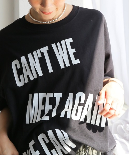 JOURNAL STANDARD（ジャーナルスタンダード）の「ビックロゴワイドTシャツ（Tシャツ/カットソー・レディース・ホワイト/チャコールグレー/ブラック・FREE）」の4枚目の写真