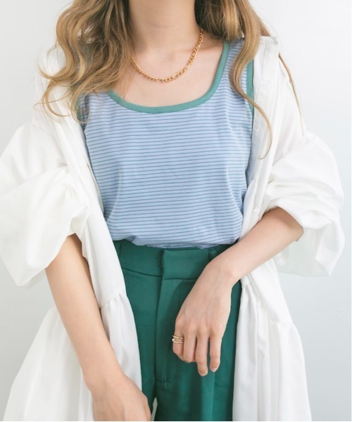 nemne store(ネンネストア)の「チョコミントアイスと配色ボーダータンクトップ(タンクトップ・レディース・パープル/オフホワイト/ミント・F)」の19枚目の写真