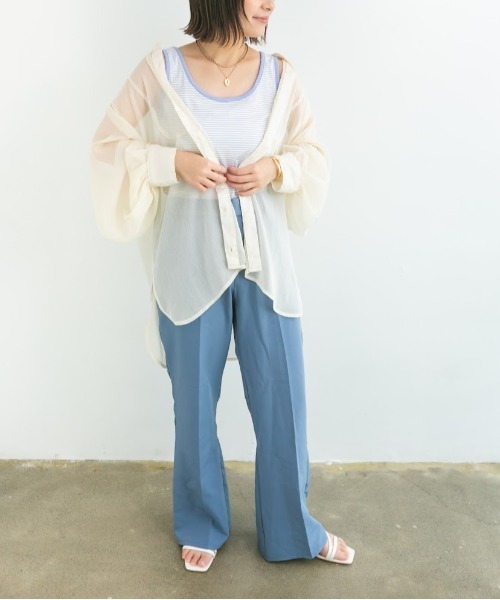nemne store(ネンネストア)の「チョコミントアイスと配色ボーダータンクトップ(タンクトップ・レディース・パープル/オフホワイト/ミント・F)」の10枚目の写真