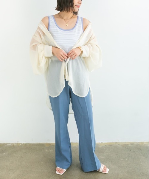 nemne store(ネンネストア)の「チョコミントアイスと配色ボーダータンクトップ(タンクトップ・レディース・パープル/オフホワイト/ミント・F)」の8枚目の写真
