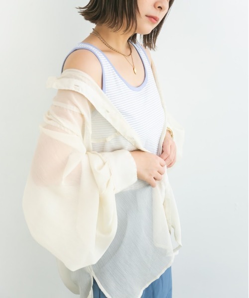 nemne store(ネンネストア)の「チョコミントアイスと配色ボーダータンクトップ(タンクトップ・レディース・パープル/オフホワイト/ミント・F)」の14枚目の写真