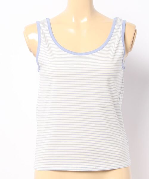 nemne store(ネンネストア)の「チョコミントアイスと配色ボーダータンクトップ(タンクトップ・レディース・パープル/オフホワイト/ミント・F)」の6枚目の写真