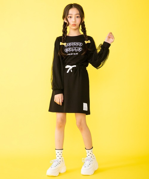 JENNI belle（ジェニィベル）の「【WEB限定】袖チュールトレーナー（スウェット・キッズ・ブラック/ラベンダー・150cm/130cm/140cm/160cm）」の3枚目の写真