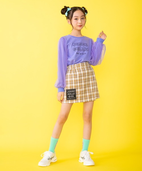 JENNI belle（ジェニィベル）の「【WEB限定】袖チュールトレーナー（スウェット・キッズ・ブラック/ラベンダー・150cm/130cm/140cm/160cm）」の4枚目の写真