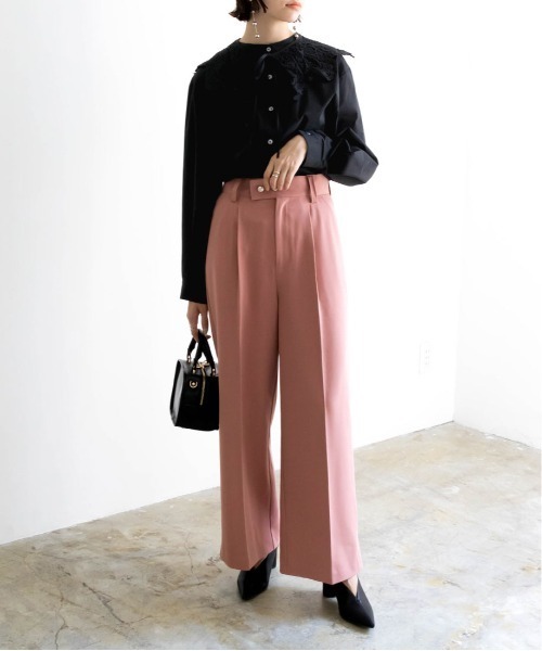 RANDA（ランダ）の「レース付け襟付きバンドカラーブラウス（シャツ/ブラウス・レディース・ベージュ/ブラック/ホワイト・FREE）」の9枚目の写真