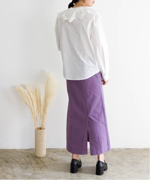 RANDA（ランダ）の「レース付け襟付きバンドカラーブラウス（シャツ/ブラウス・レディース・ベージュ/ブラック/ホワイト・FREE）」の6枚目の写真