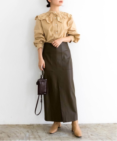 RANDA（ランダ）の「レース付け襟付きバンドカラーブラウス（シャツ/ブラウス・レディース・ベージュ/ブラック/ホワイト・FREE）」の12枚目の写真