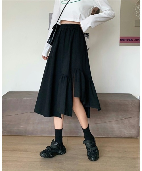 SONA（ソナ）の「SONYUNARA スリットアンバランスロングスカート（スカート・レディース・ブラック/ベージュ・FREE）」の14枚目の写真