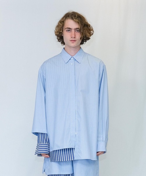Wizzard（ウィザード）の「Wizzard ウィザード / DOCKING FLIP SHIRTS ドッキングフリップビッグシルエットシャツ / WSH22-001（シャツ/ブラウス・メンズ・ブルー系その他/イエロー系その他/インディゴブルー・3/1/2）」の3枚目の写真