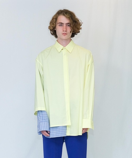 Wizzard（ウィザード）の「Wizzard ウィザード / DOCKING FLIP SHIRTS ドッキングフリップビッグシルエットシャツ / WSH22-001（シャツ/ブラウス・メンズ・ブルー系その他/イエロー系その他/インディゴブルー・3/1/2）」の2枚目の写真