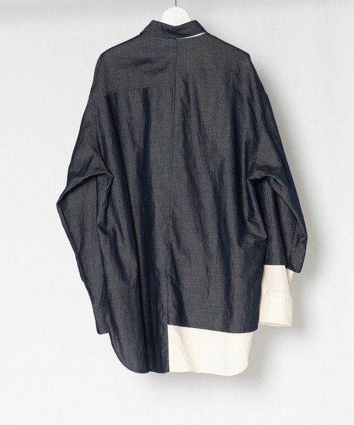 Wizzard（ウィザード）の「Wizzard ウィザード / DOCKING FLIP SHIRTS ドッキングフリップビッグシルエットシャツ / WSH22-001（シャツ/ブラウス・メンズ・ブルー系その他/イエロー系その他/インディゴブルー・3/1/2）」の6枚目の写真