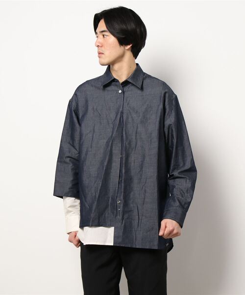 Wizzard（ウィザード）の「Wizzard ウィザード / DOCKING FLIP SHIRTS ドッキングフリップビッグシルエットシャツ / WSH22-001（シャツ/ブラウス・メンズ・ブルー系その他/イエロー系その他/インディゴブルー・3/1/2）」の11枚目の写真