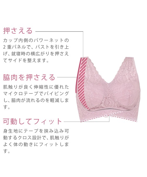BRADELIS NEWYORK（ブラデリスニューヨーク）の「ブラデリス　ソフトサポートレーシィナイトブラ（ナイトブラ・レディース・ブラック/ミント/ピンク系その他2・LL/S/M/L）」の4枚目の写真