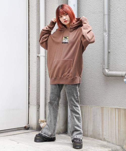 X-girl（エックスガール）の「CAT ＆ DOG SWEAT HOODIE（パーカー・レディース・ブラック/アッシュ/ブラウン・S/XL/M/L）」の6枚目の写真