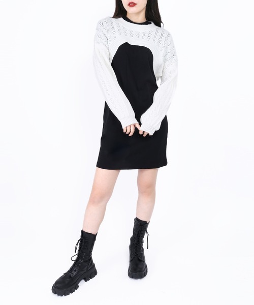 WC（ダブル シー）の「かぎ編みショートニット（ニット/セーター・レディース・ホワイト/ブラック・FREE）」の9枚目の写真