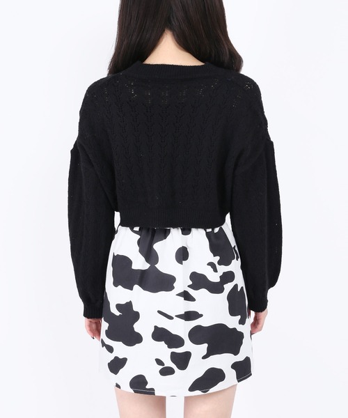 WC（ダブル シー）の「かぎ編みショートニット（ニット/セーター・レディース・ホワイト/ブラック・FREE）」の5枚目の写真