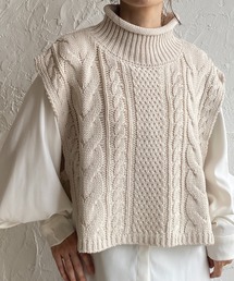 She's Closet | ケーブルアラン編みざっくりショート丈ハイネックニットベスト(ベスト)