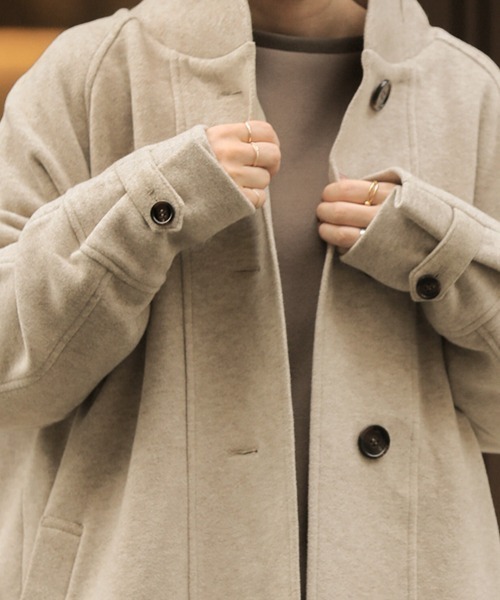 Bab（バブ）の「スタンドカラーラグランコート（チェスターコート・レディース・ベージュ/ブラウン・S/M）」の9枚目の写真