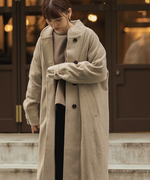 Bab（バブ）の「スタンドカラーラグランコート（チェスターコート・レディース・ベージュ/ブラウン・S/M）」の13枚目の写真