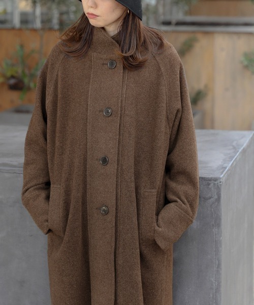 Bab（バブ）の「スタンドカラーラグランコート（チェスターコート・レディース・ベージュ/ブラウン・S/M）」の15枚目の写真