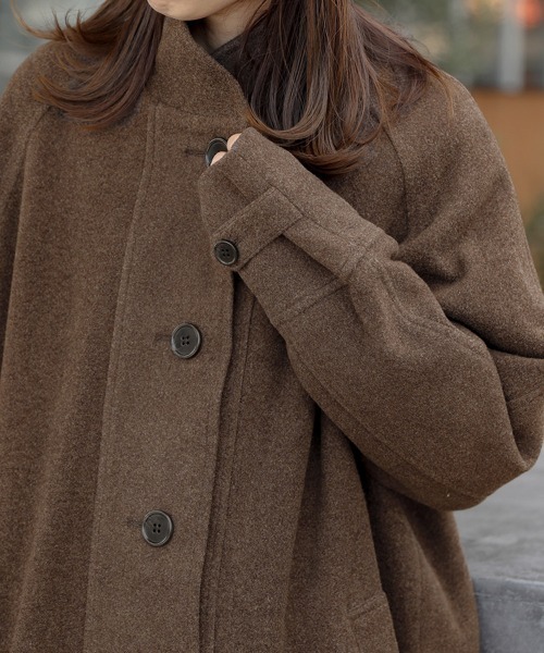 Bab（バブ）の「スタンドカラーラグランコート（チェスターコート・レディース・ベージュ/ブラウン・S/M）」の10枚目の写真