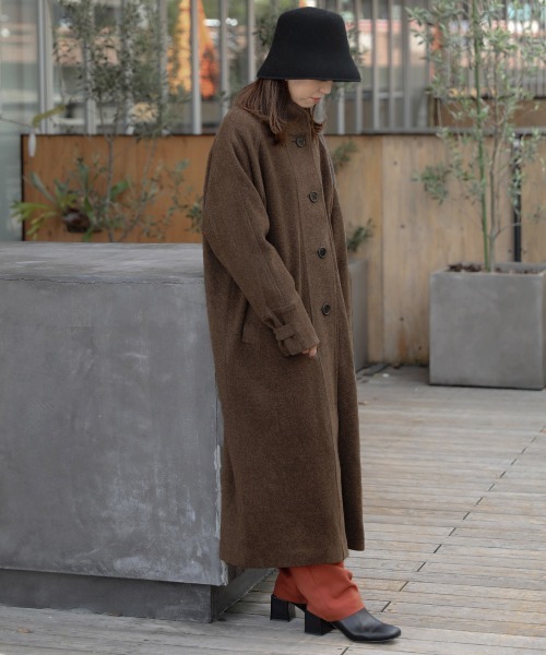 Bab（バブ）の「スタンドカラーラグランコート（チェスターコート・レディース・ベージュ/ブラウン・S/M）」の6枚目の写真