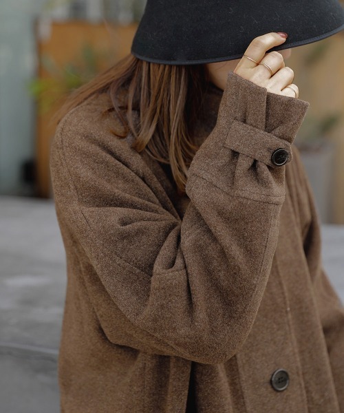 Bab（バブ）の「スタンドカラーラグランコート（チェスターコート・レディース・ベージュ/ブラウン・S/M）」の18枚目の写真