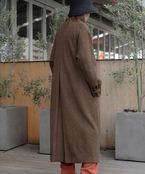 Bab（バブ）の「スタンドカラーラグランコート（チェスターコート・レディース・ベージュ/ブラウン・S/M）」の8枚目の写真