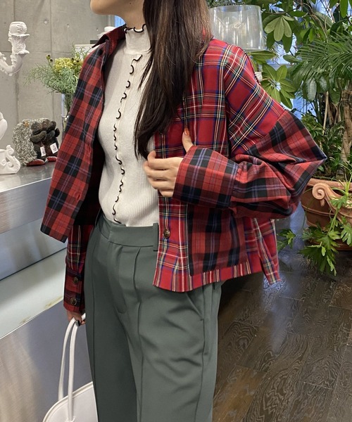 AS KNOW AS PINKY（アズノゥアズピンキー）の「チェックまとうボタンシャツ（シャツ/ブラウス・レディース・ブラウン系/グリーン系/レッド系・FREE）」の3枚目の写真