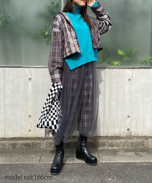 AS KNOW AS PINKY（アズノゥアズピンキー）の「チェックまとうボタンシャツ（シャツ/ブラウス・レディース・ブラウン系/グリーン系/レッド系・FREE）」の16枚目の写真