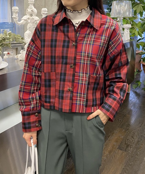 AS KNOW AS PINKY（アズノゥアズピンキー）の「チェックまとうボタンシャツ（シャツ/ブラウス・レディース・ブラウン系/グリーン系/レッド系・FREE）」の14枚目の写真