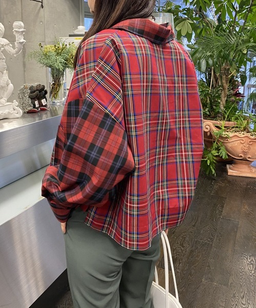 AS KNOW AS PINKY（アズノゥアズピンキー）の「チェックまとうボタンシャツ（シャツ/ブラウス・レディース・ブラウン系/グリーン系/レッド系・FREE）」の8枚目の写真