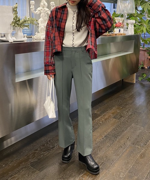 AS KNOW AS PINKY（アズノゥアズピンキー）の「チェックまとうボタンシャツ（シャツ/ブラウス・レディース・ブラウン系/グリーン系/レッド系・FREE）」の5枚目の写真