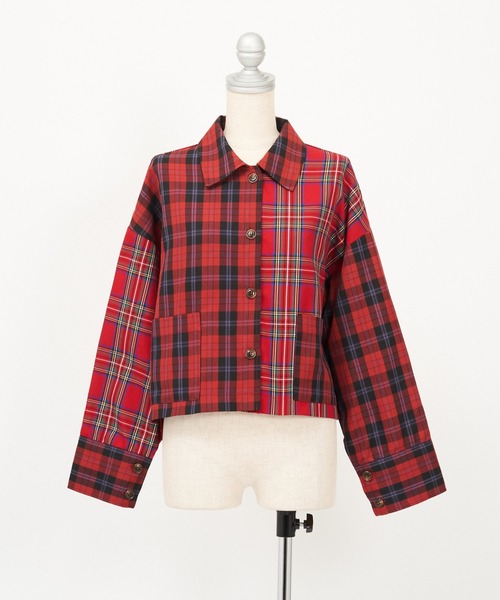 AS KNOW AS PINKY（アズノゥアズピンキー）の「チェックまとうボタンシャツ（シャツ/ブラウス・レディース・ブラウン系/グリーン系/レッド系・FREE）」の11枚目の写真