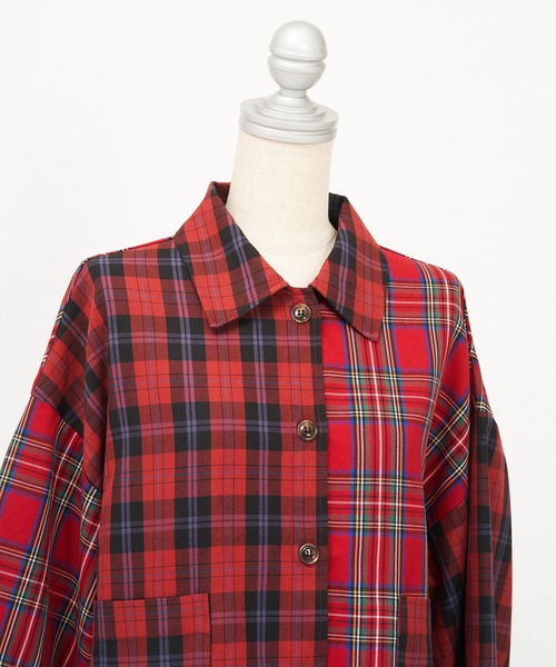 AS KNOW AS PINKY（アズノゥアズピンキー）の「チェックまとうボタンシャツ（シャツ/ブラウス・レディース・ブラウン系/グリーン系/レッド系・FREE）」の15枚目の写真