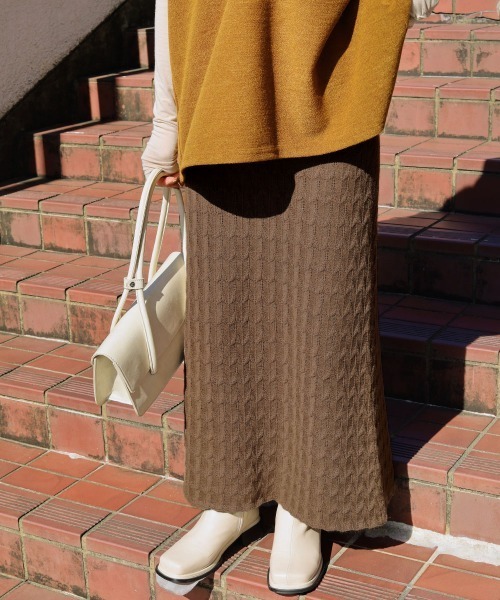 Bab（バブ）の「★柄編みニットスカート（スカート・レディース・ベージュ/ブラウン/ピンクベージュ・FREE）」の11枚目の写真