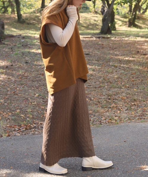 Bab（バブ）の「★柄編みニットスカート（スカート・レディース・ベージュ/ブラウン/ピンクベージュ・FREE）」の12枚目の写真