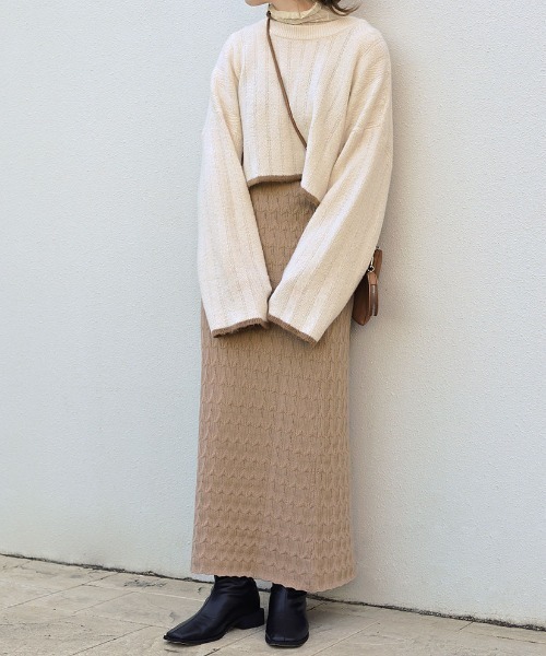 Bab（バブ）の「★柄編みニットスカート（スカート・レディース・ベージュ/ブラウン/ピンクベージュ・FREE）」の21枚目の写真