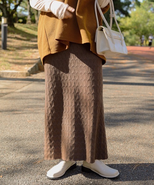 Bab（バブ）の「★柄編みニットスカート（スカート・レディース・ベージュ/ブラウン/ピンクベージュ・FREE）」の8枚目の写真