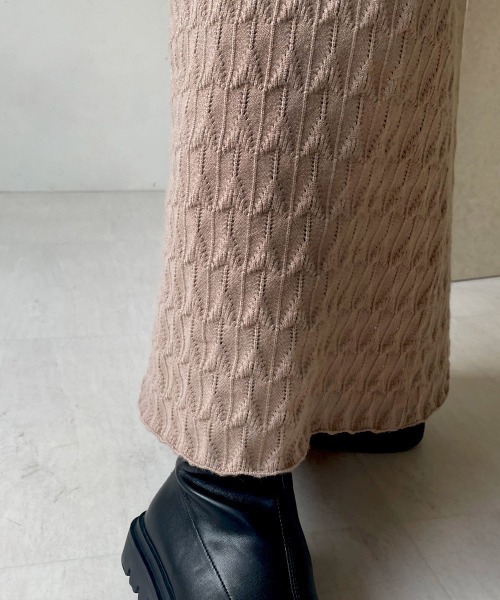 Bab（バブ）の「★柄編みニットスカート（スカート・レディース・ベージュ/ブラウン/ピンクベージュ・FREE）」の5枚目の写真