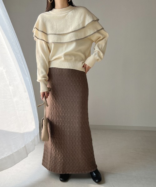 Bab（バブ）の「★柄編みニットスカート（スカート・レディース・ベージュ/ブラウン/ピンクベージュ・FREE）」の10枚目の写真